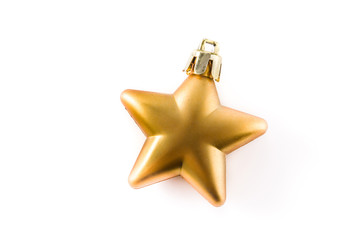 Golden Christmas star decoration isolated on white background