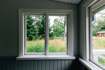 window view garden background. finland classic landscape