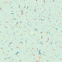 Multicolored grungy recycled speckled elements natural paper terrazzo camouflage textured surface seamless repeat vector pattern swatch