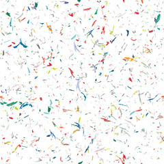 Multicolored grungy recycled speckled elements natural paper terrazzo camouflage textured surface seamless repeat vector pattern swatch
