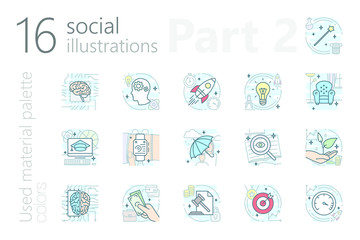 Social iconset (outline cilired) part 2