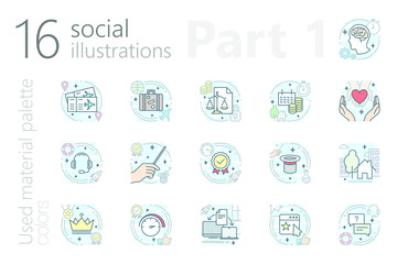 Social iconset (outline cilired) part 1