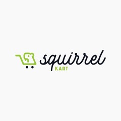Squirrel and Shopping Cart Logo Design Vector