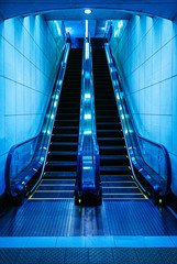 Escalator in an underground station in Tokyo - Japan