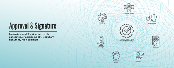 Approval and Signature Icon Set and Web Header Banner