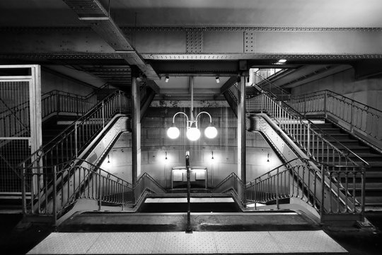 Black and white subway station in Paris