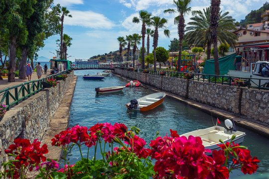 bridge over the canal of Icmeler, Mugla, Turkey