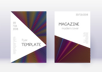 Fototapeta premium Triangle cover design template set. Rainbow abstra