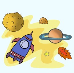 cartoon illustration of space