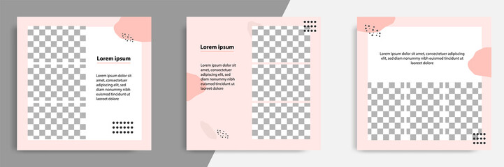 Pink peach editable square banner layout template - abstract, minimal, modern design background with wave, circle shape. Suitable for social media post, stories, story, flyer. Vector illustration