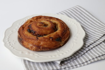 Close up Cinnamon Bun on White Background