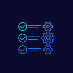 check list with gears, linear icon