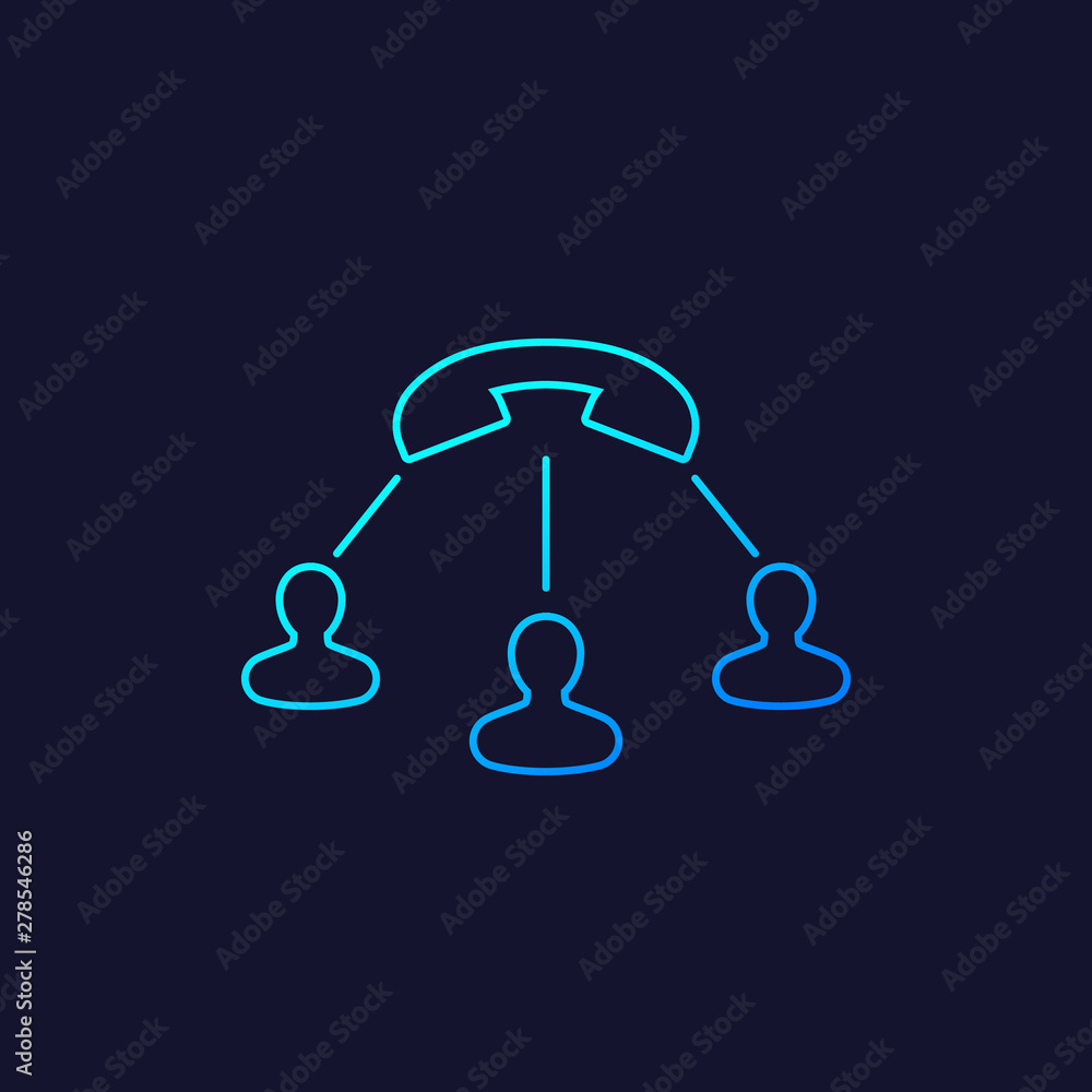Poster group call vector line icon