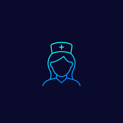 nurse icon, linear vector art