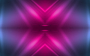 Dark abstract futuristic background. Neon lines, glow. Neon lines, shapes. Pink and blue glow