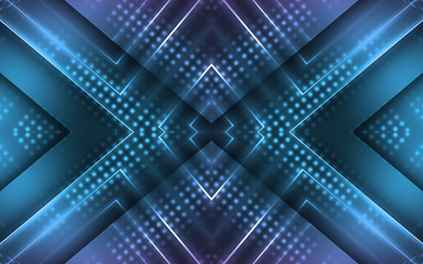 Dark abstract futuristic background. Neon lines, glow. Neon lines, shapes. Pink and blue glow
