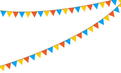 Colored flags on rope decorations icons