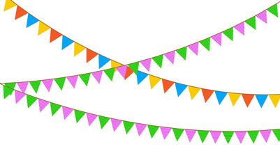 Fototapeta premium Colored flags on rope decorations icons