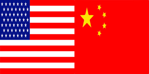 Trade war between America ( USA ) and China about global business tariff exchange presented with flags, symbol for the relationship between the two countries