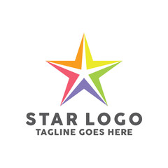 Colorful Star Logo Design With Flat Color, Star Shape Symbol Icon Logotype For Company 