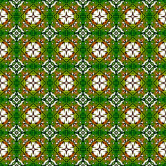 Orange green geometric seamless pattern. Hand draw