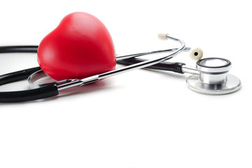 Red heart with stethoscope : healthy strong medical concept 