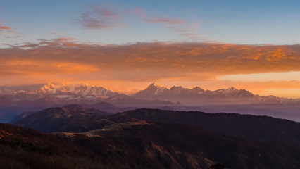 Fototapeta na wymiar Himalayan Mountain range Sunrise time