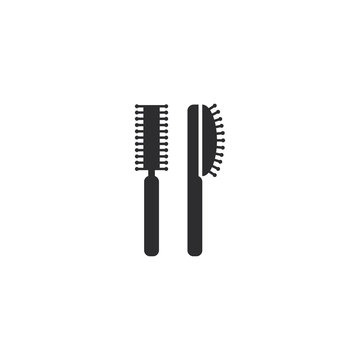 recommend clip art: Hair brush black isolated vector icon set. Hairbrush glyph silhouette symbols.