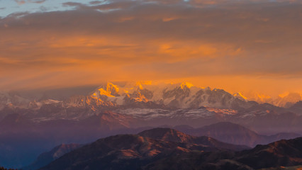 Himalayan Mountain range Sunrise time