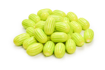 Green chewing gum isolated on white background.
