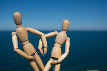 Love and romance. Married couple at sea.