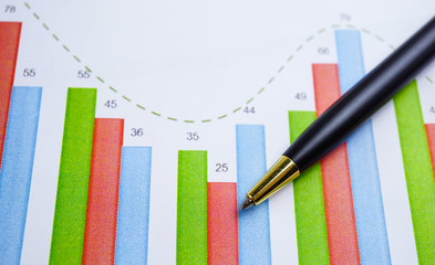 chart or graph paper. Financial, account, statistics and business data concept.