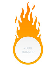 Blank banner. Flame in tribal style wraps the circle