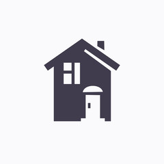 Two-storey private house. Black and white icon