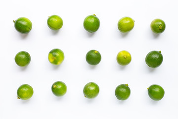 Fresh limes  on white background.