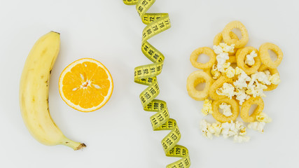 Top view banana vs chips