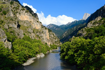 Fototapeta na wymiar View of the Aoos river Gorge near Konitsa in Epirus, Greece
