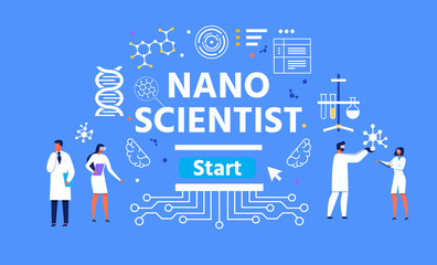 Male and Female Nano Scientist Abstract Banner