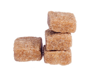 brown sugar cubes isolated on white background