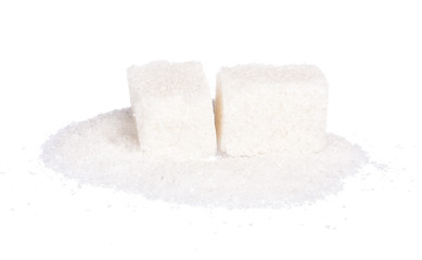 Cubes of sugar isolated on white background