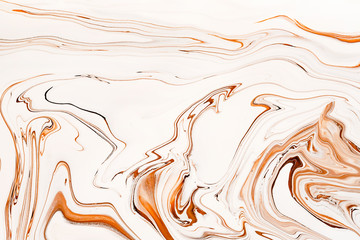 Flowing caramel raster background. Abstract brown and white mixed colors.