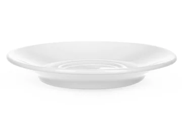 Fotobehang Empty ceramic saucer isolated on white side view © NewFabrika