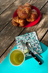 French breakfast with croissants