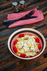tasty Carbonara pasta on the table