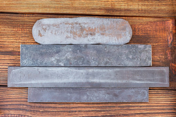 Blade steel plates handmade knife making materials supply tempered forged hardened heat treated quenched hard-tempered close up selective focus