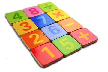 Math Number colorful on white background : Education study mathematics learning teach concept.