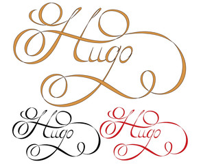 Name Hugo, made in the vector for use in various purposes, from embroidery to printing business cards.