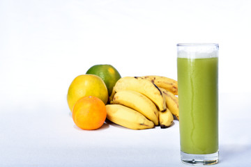 juice with natural fruit on white background