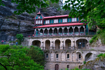 Romantic Hotel, Pravcická brána Gate, Bohemian Switzerland National Park, Czech Republic, Europe