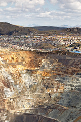 Detail of the open pit "Raul Rojas" caused by the mining extraction and is in the middle of the city of "cerro de pasco" reality with which this population lives
